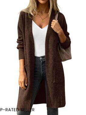 Oversized Chunky Knit Cardigan Long Sleeve Open Front Winter Sweater Y2K Trendy